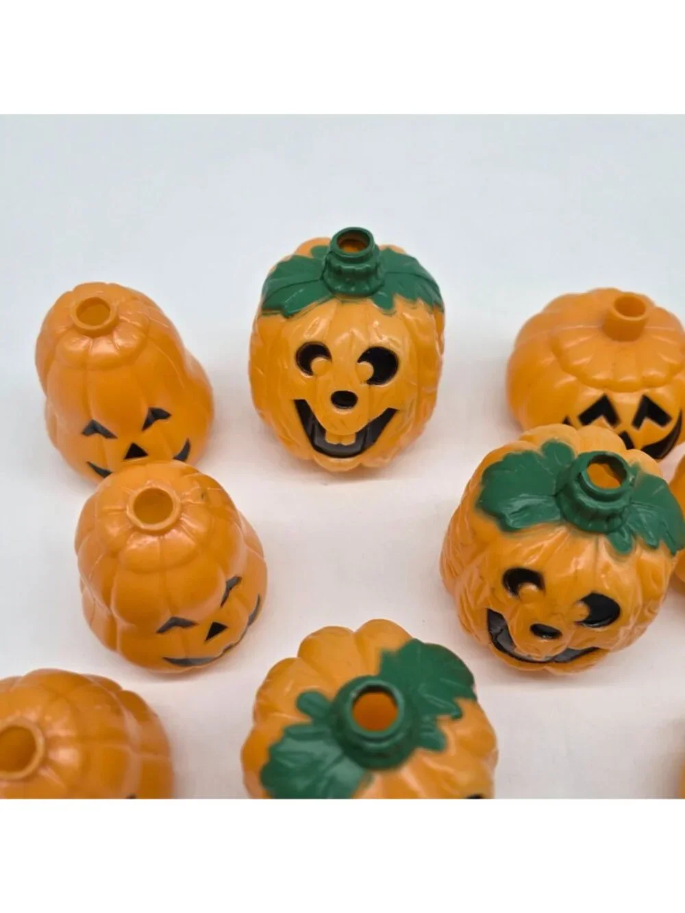 Mini Pumpkin Jack-O-Lantern String Light Covers Plastic Halloween Lot of 10